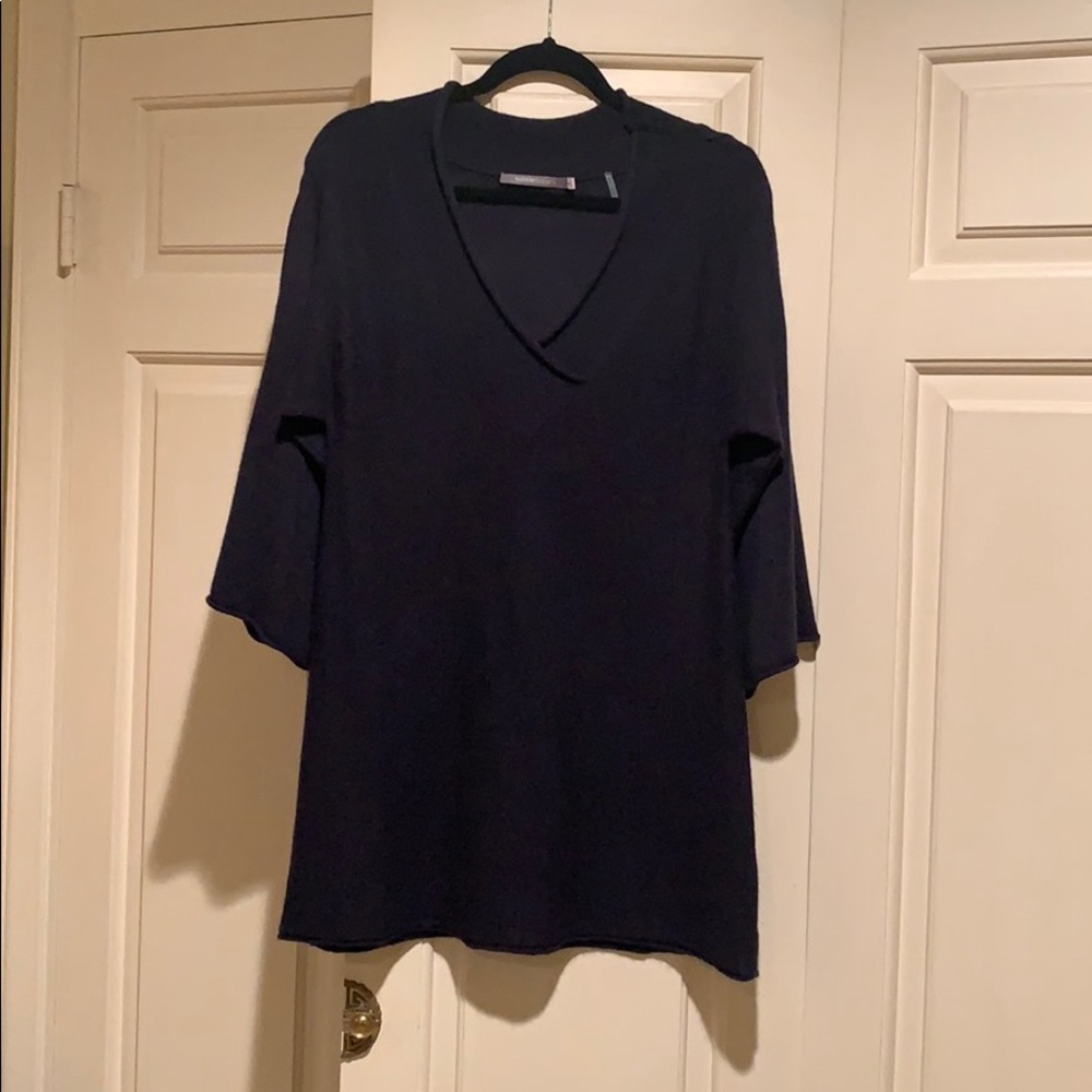 Women’s navy bell sleeve cashmere sweater dress